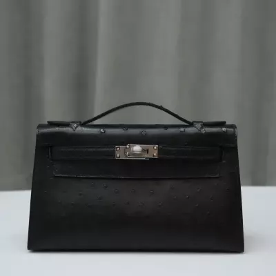 CK89 Nior ostrich kelly pochette with PHW