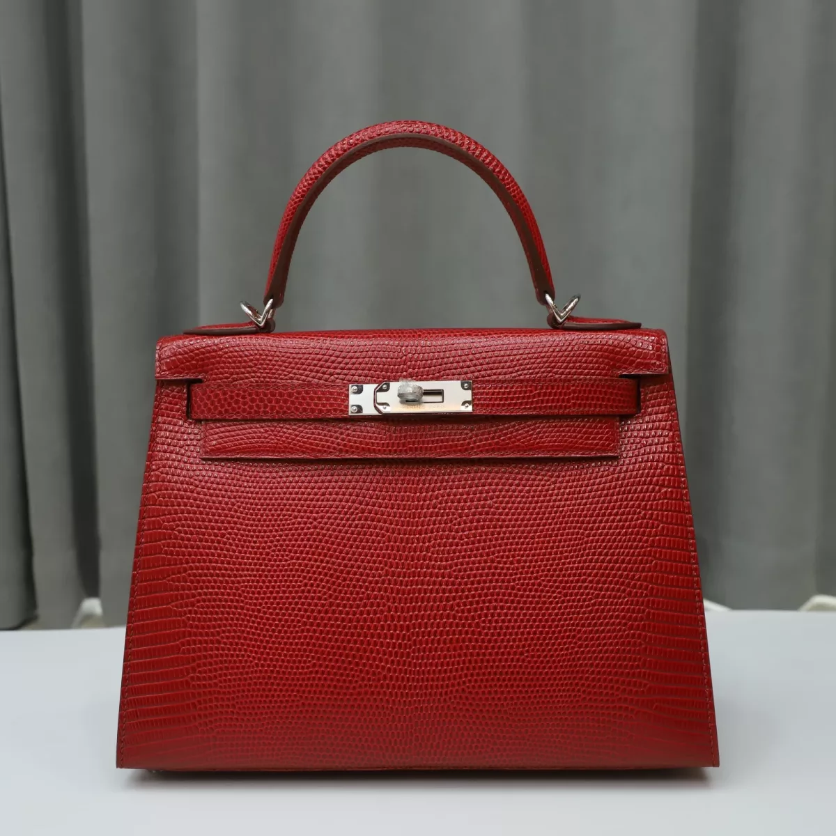 Q5 Rouge Casaque lizard Kelly 28 Sellier With PHW
