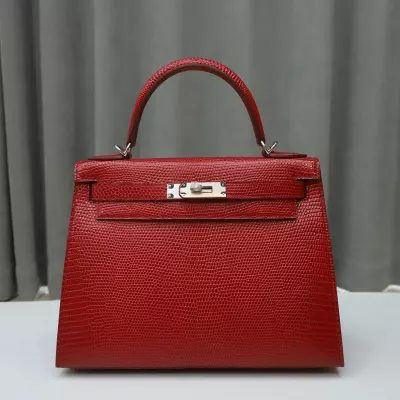 Q5 Rouge Casaque lizard Kelly 28 Sellier With PHW