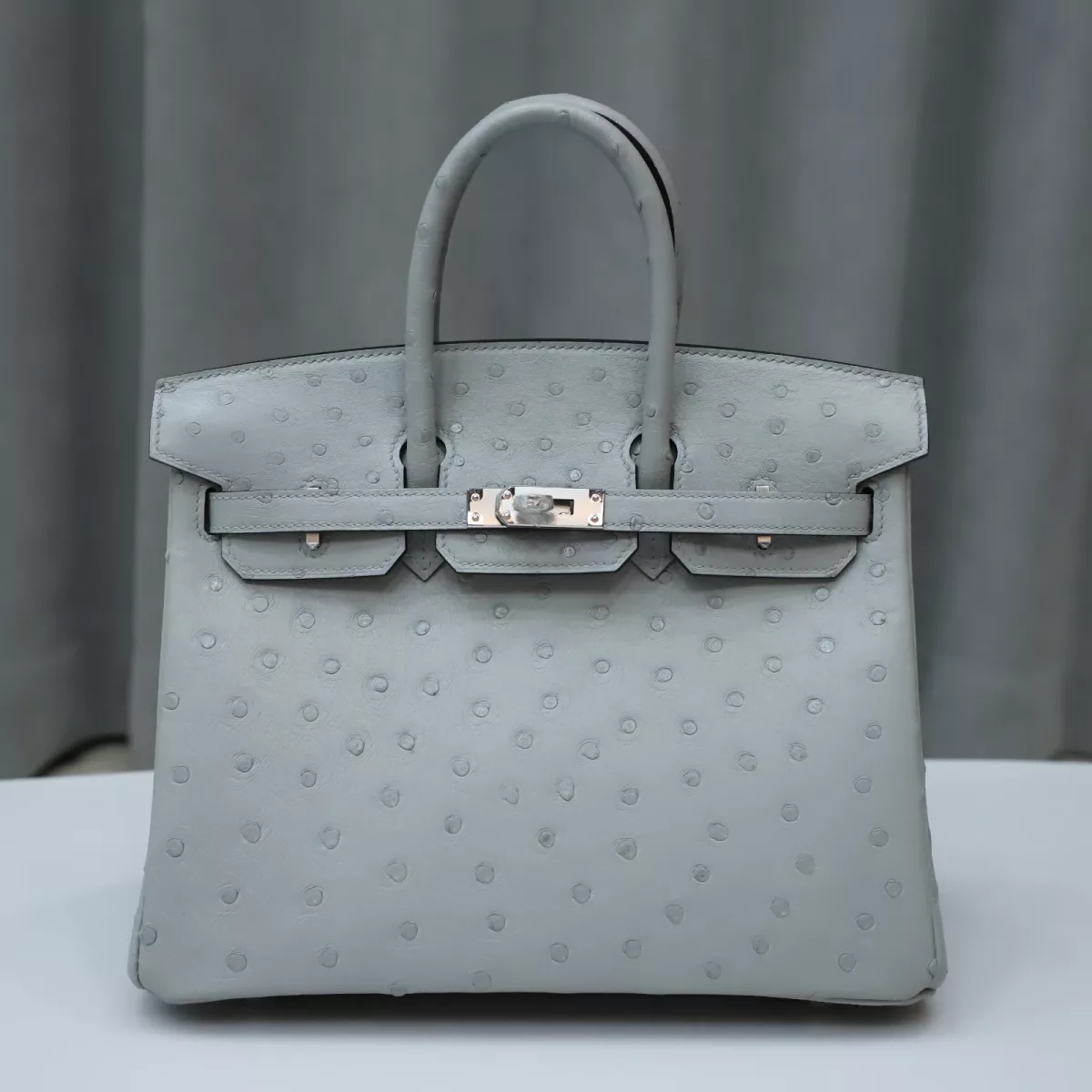8U BIue GIacier Ostrich Birkin 25 With PHW