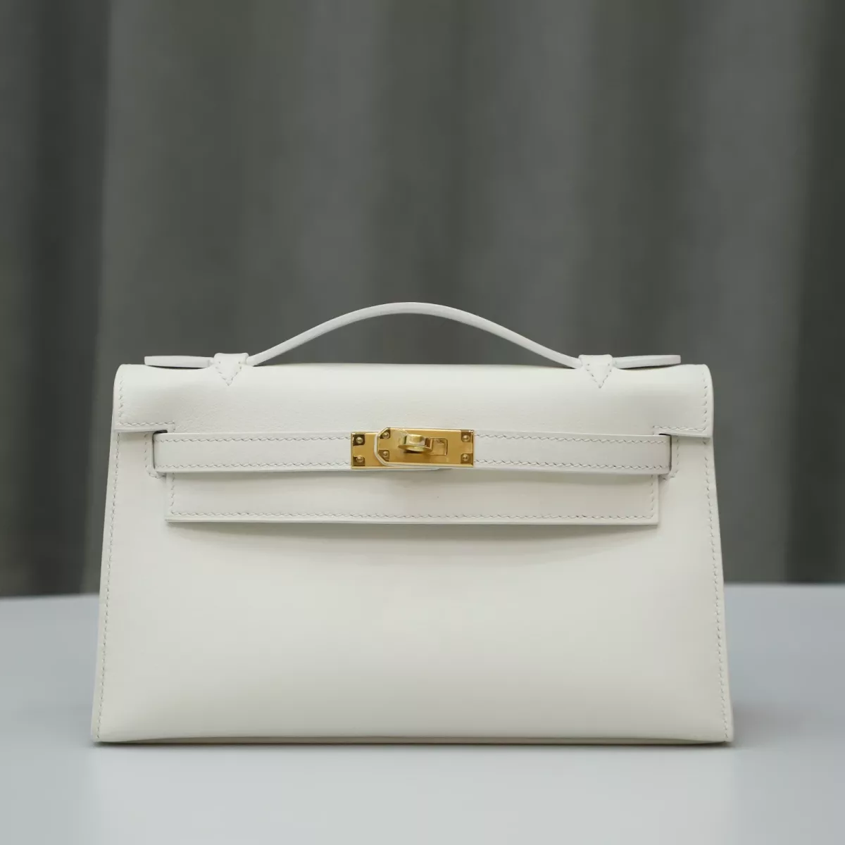 Blanc Swift Kelly Pochette With GHW
