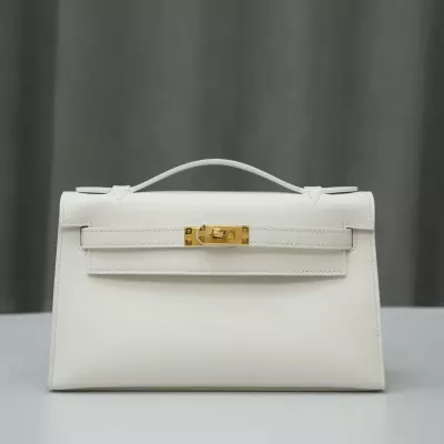 Blanc Swift Kelly Pochette With GHW