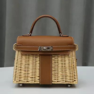 Herm&egrave;s Mini Picnic Kelly 20 Gold Swift Palladium Hardware