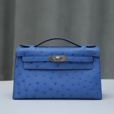 7Q Mykonos Ostrich Kelly Pochette With PHW