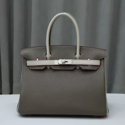 【Sepcial Order】8F Etain &amp; c80 gris pearl Clemence birkin30 with Brushed PHW 9i magnolia stitching