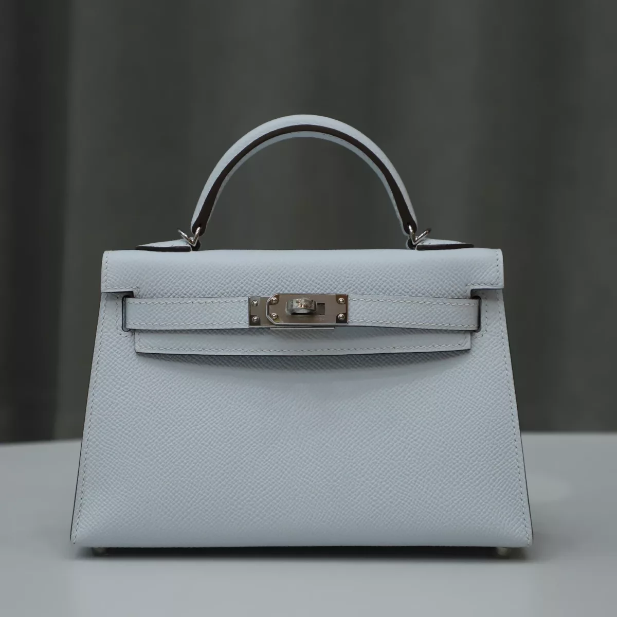 T0 Blue brume Epsom Kelly mini with PHW