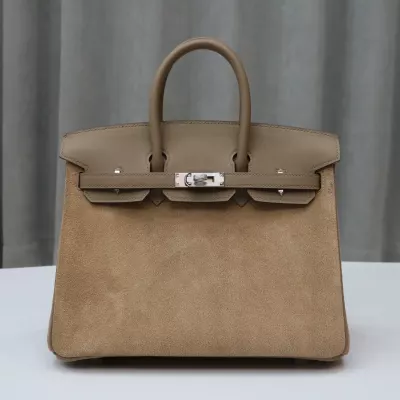 Hermes Birkin 25 Limited Edition Grizzly Gris Caillou Etoupe Swift Leather with phw