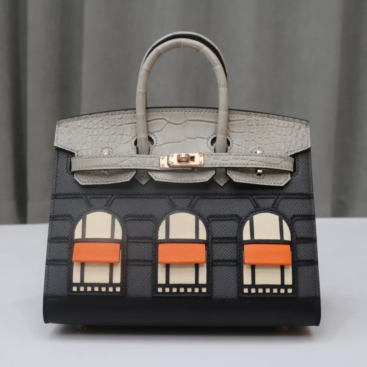 Herm&egrave;s "Rainy Days" Sac Faubourg Birkin 20 Gris Misty Matte Alligator RGHW