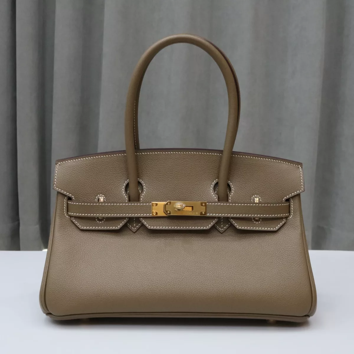 Hermes Shoulder Birkin Light 29 in Etoupe evercolor with gold hardware