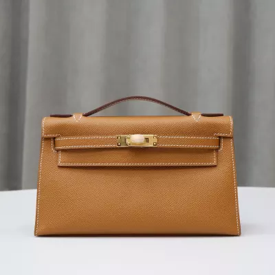 C37 GOLD epsom kelly pochette with ghw