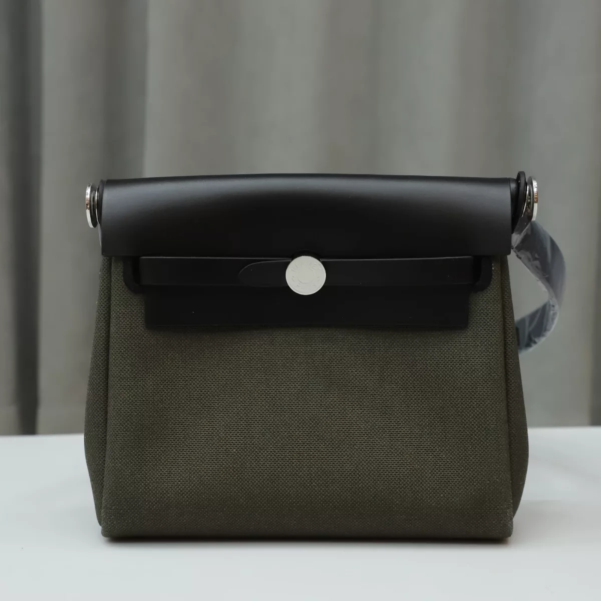 Herm&egrave;s Herbag Zip Mini 20 Nior (CK89) with Vert Olive Canvas Palladium Hardware