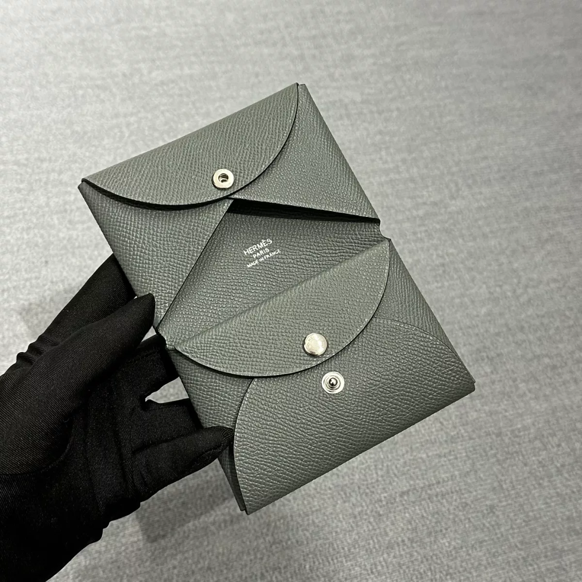 C63 vert amande Calvi Duo card holder Epsom With Phw