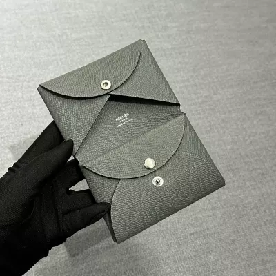 C63 vert amande Calvi Duo card holder Epsom With Phw