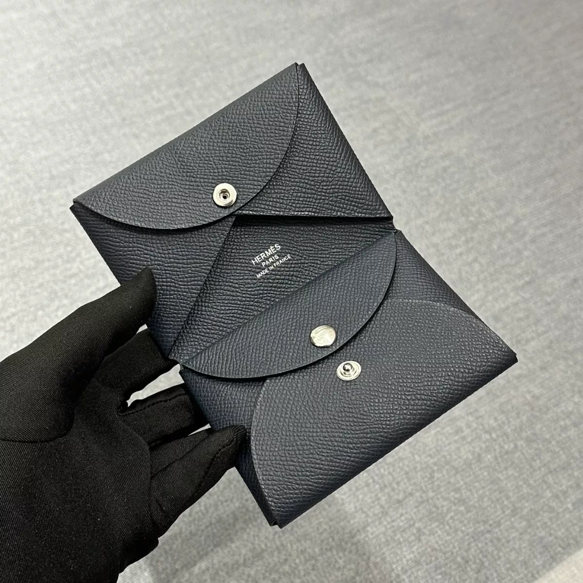 76 BIeu Indigo Calvi Duo card holder Epsom With Phw