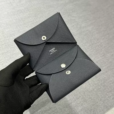 76 BIeu Indigo Calvi Duo card holder Epsom With Phw