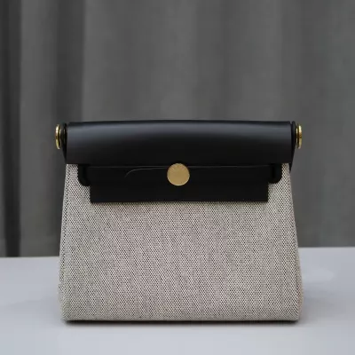 Herm&egrave;s Herbag Zip Mini 20 Nior (CK89) Beige Leather Canvas Gold hardware