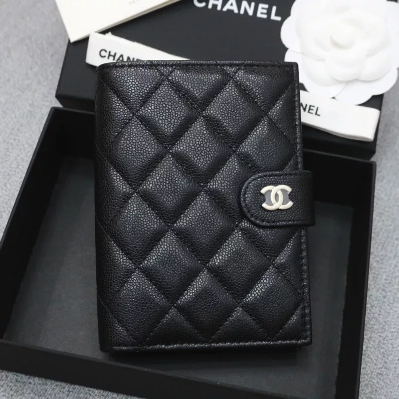 Chanel 25P Classic Passport Holder Card Holder Wallet Black Caviar Leather Gold Hardware Size:14*10.5*2cm
