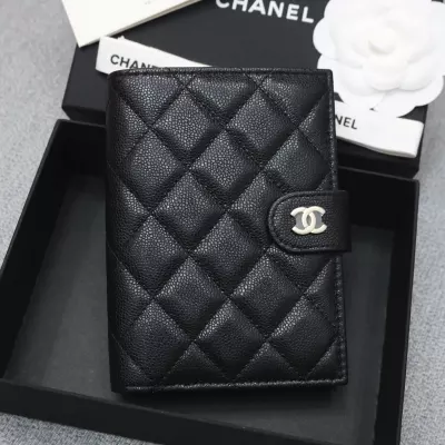 Chanel 25P Classic Passport Holder Card Holder Wallet Black Caviar Leather Gold Hardware Size:14*10.5*2cm