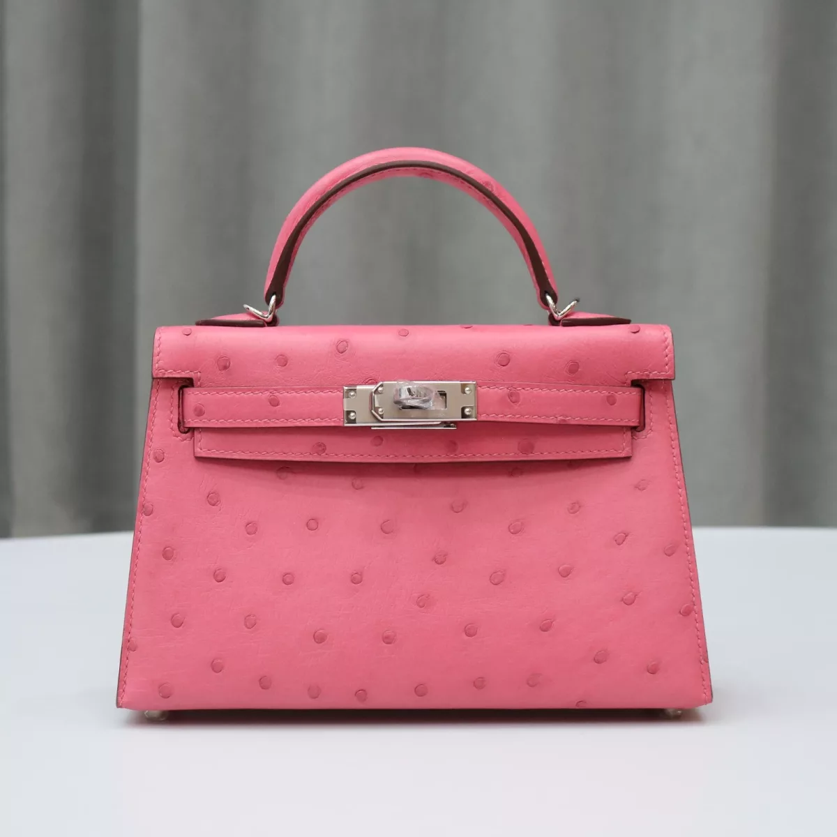 5P Bubblegum Ostrich Kelly Mini II With PHW