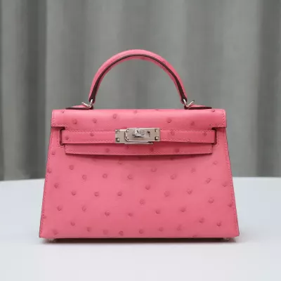5P Bubblegum Ostrich Kelly Mini II With PHW