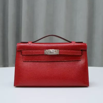 Q5 rouge casaque lizard kelly pochette with Phw