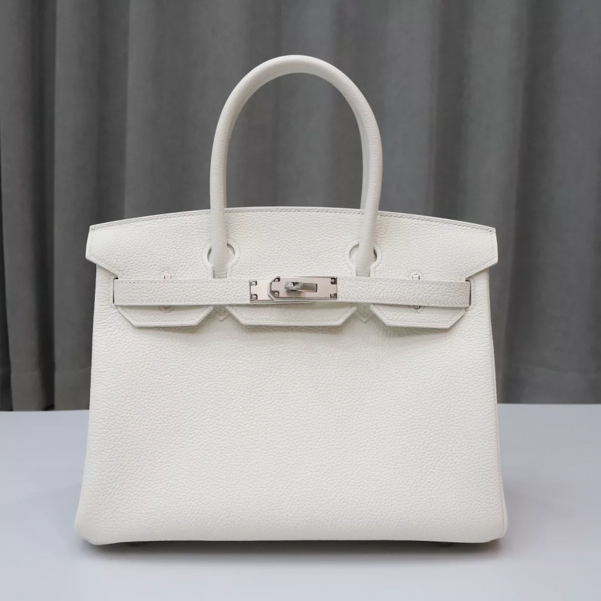 01 Blanc and Mauve pale interior Togo Birkin 30 With Phw