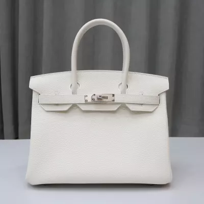 01 Blanc and Mauve pale interior Togo Birkin 30 With Phw