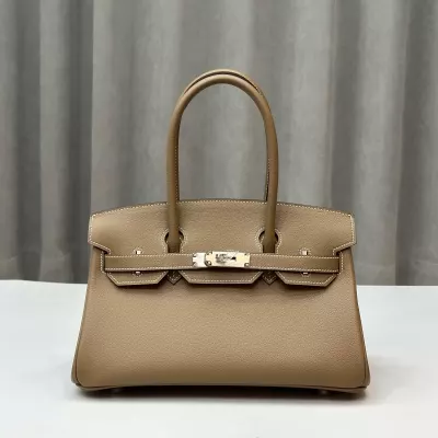 Hermes Shoulder Birkin Light 29 in Etoupe evercolor with sliver hardware