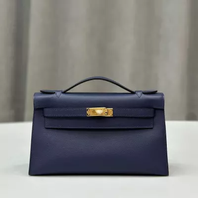 Blue sapphire swift kelly pochette with ghw