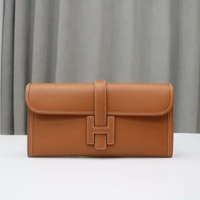 Hermes Jige Elan 29 Clutch Gold in Swift leather