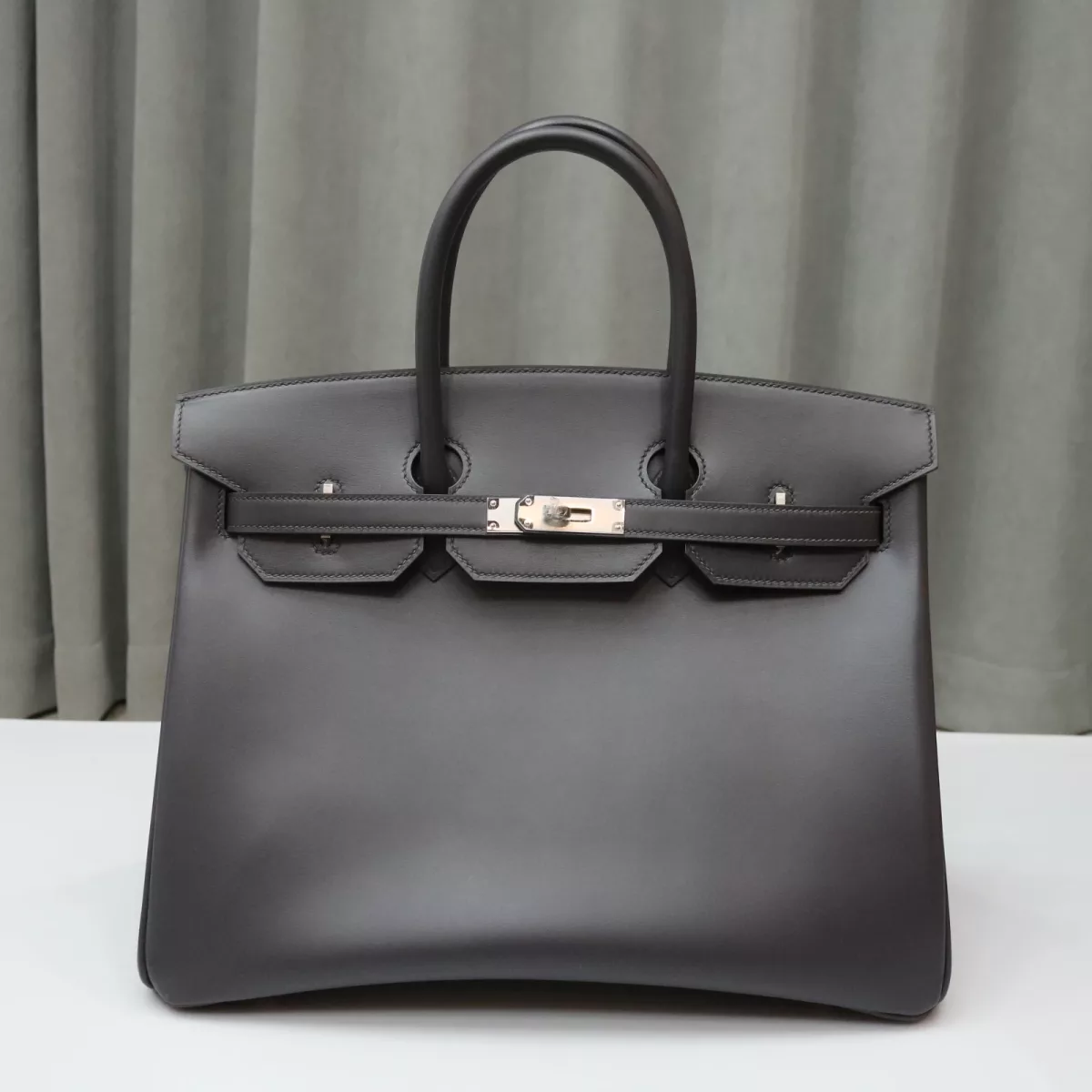 Graphite Box Birkin 35 With PHW