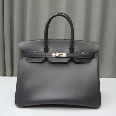 Graphite Box Birkin 35 With PHW
