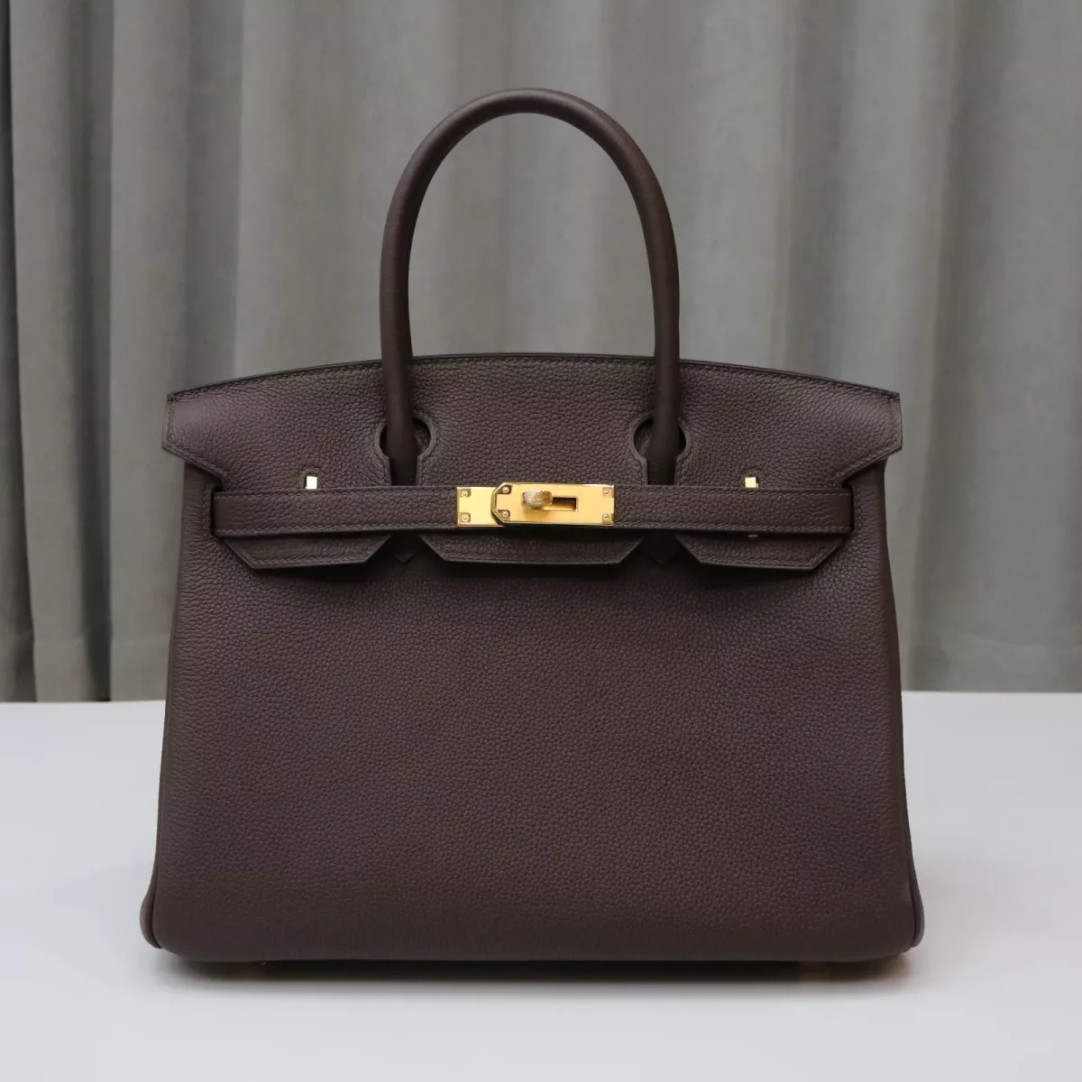 ChocoIate and Feu Orange interior togo birkin 30 with GHW