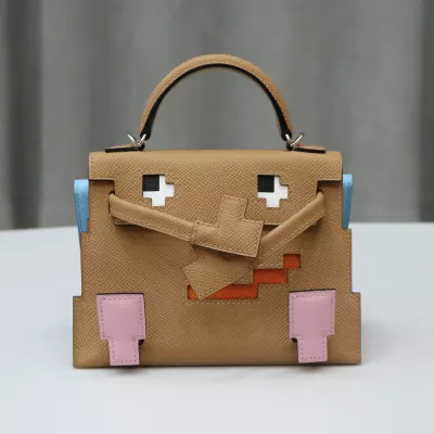 Herm&egrave;s Kelly doll Picto Epsom Chai / Mauve / Terre Battue / Celeste with phw