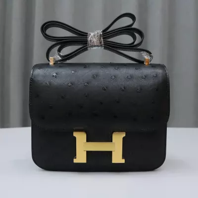 Hermes Constance 19 Mirror black Ostrich leather GHW