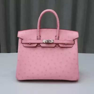 5P Bubblegum KK ostrich birkin 25 with phw (darker stitching)