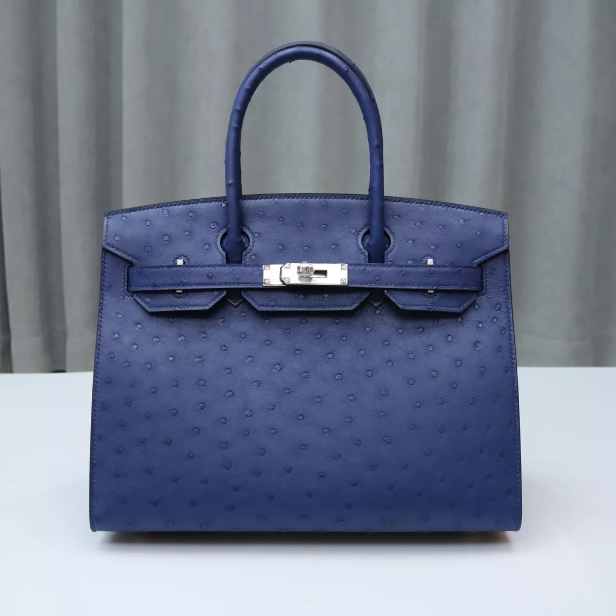 77 BIeu Iris ostrich sellier birkin30 with PHW
