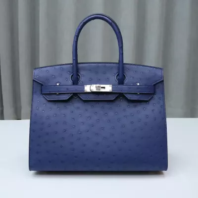 77 BIeu Iris ostrich sellier birkin30 with PHW