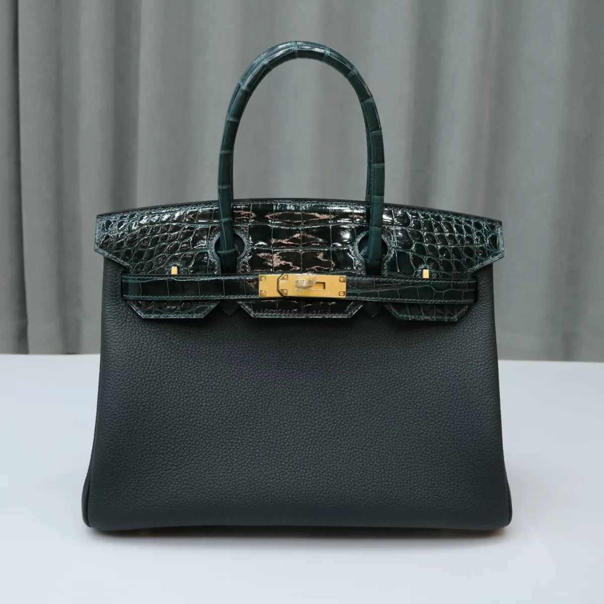 6O Vert Cypress togo and shiny aligator crocodile birkin 30 touch with ghw
