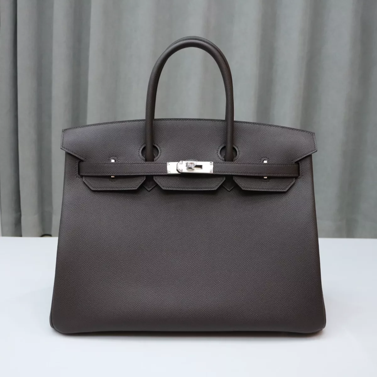 47 ChocoIate epsom & Rouge Coeur interior birkin 35 with phw