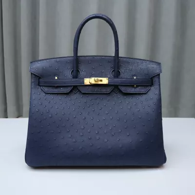 2Z blue nuit Ostrich Birkin 35 with GHW