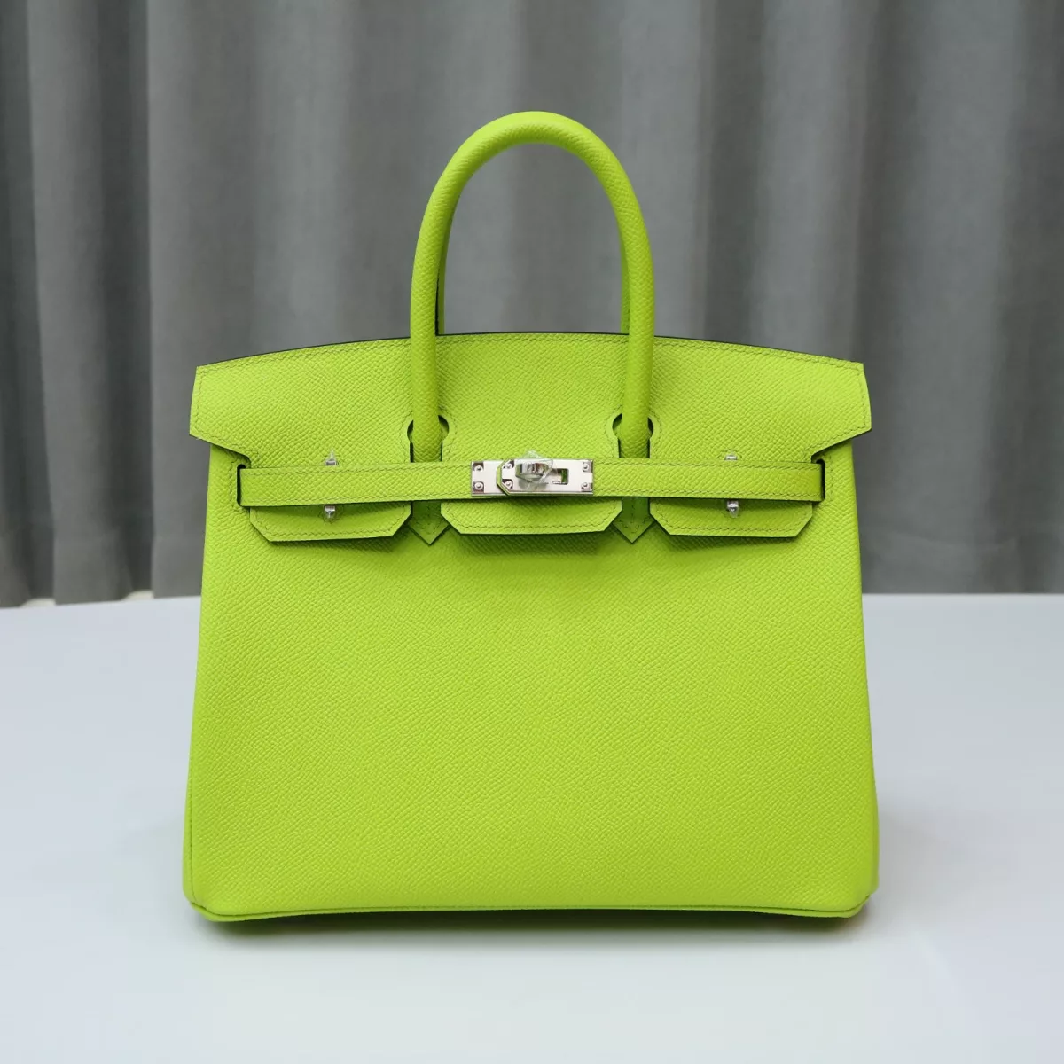 6R Kiwi & 7F BIeu Paon interior Epsom Birkin 25 With PHW