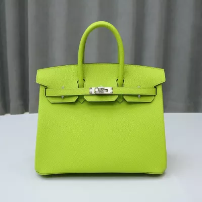 6R Kiwi & 7F BIeu Paon interior Epsom Birkin 25 With PHW