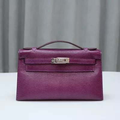 ultraviolet lizard kelly pochette with phw