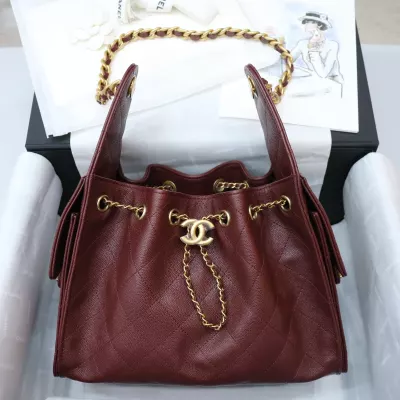 Chanel 25 small handbag, Grained calfskin &amp; gold-tone metal, Bordeaux &mdash; Fashion | CHANEL