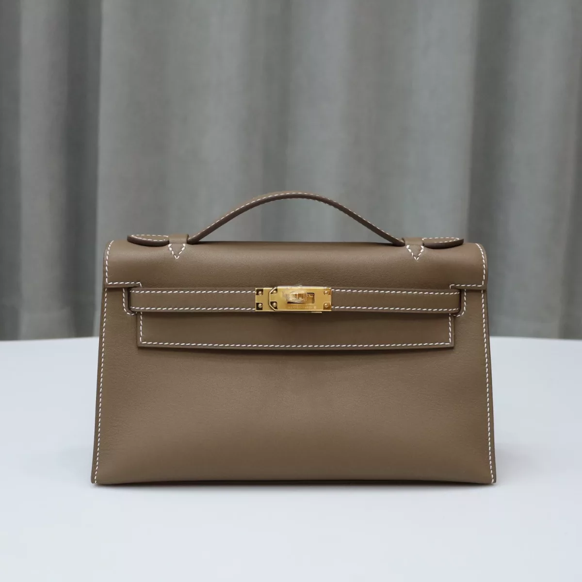 CK18 etoupe Kelly Pochette Swift With GHW