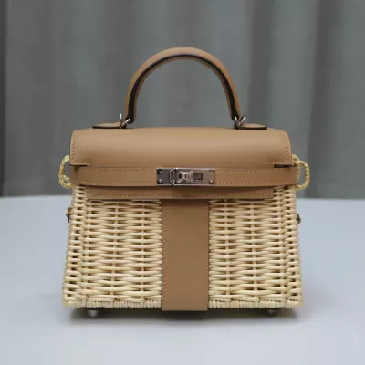 Herm&egrave;s Mini Picnic Kelly 20 Chai Swift Palladium Hardware