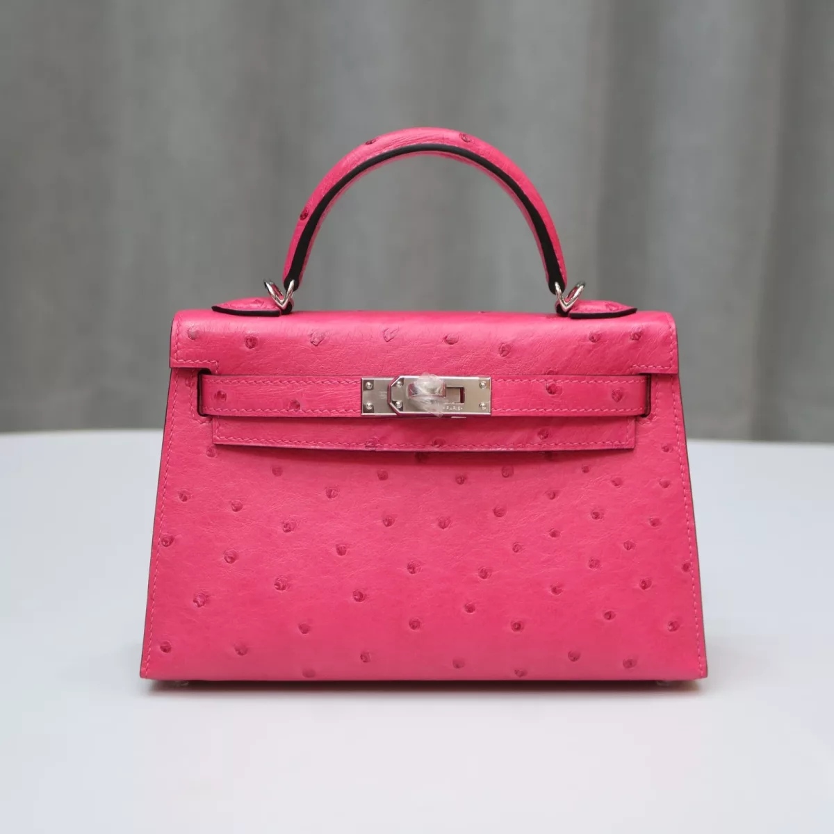 E5 Rose Tyrien Ostrich mini kelly II with PHW