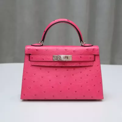 E5 Rose Tyrien Ostrich mini kelly II with PHW