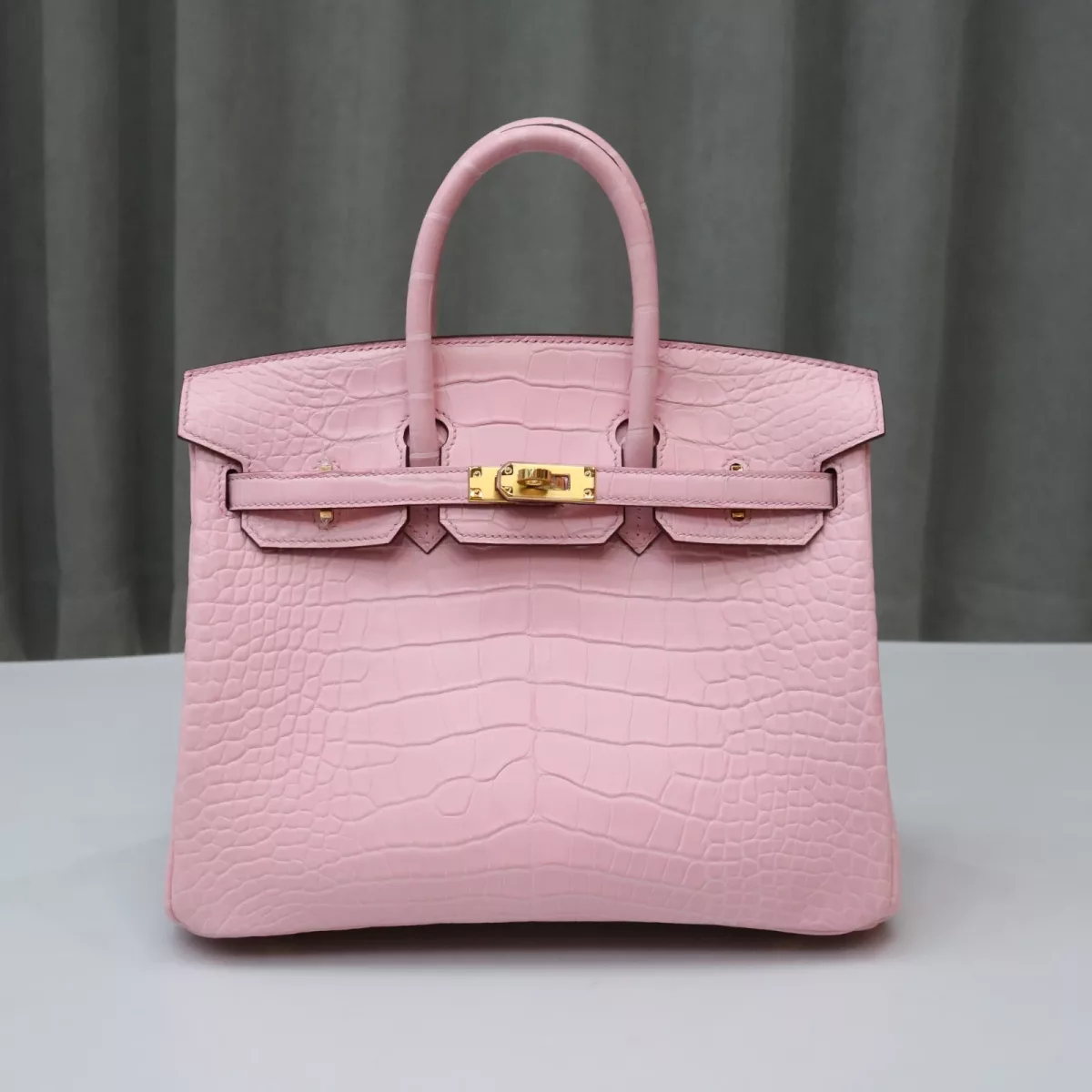 3Q Rose Sakura Matt Alligator crocodile birkin 25 with ghw